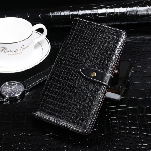 Étui de cuir horizontal de texture de crocodile Idewei avec support et portefeuille pour carte et portefeuille pour iPhone 13 (noir) SI901A175-36