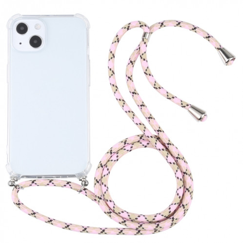 Cas de protection TPU TPU transparent à quatre angles avec lanière pour iPhone 13 (rose coloré) SH01AC529-37