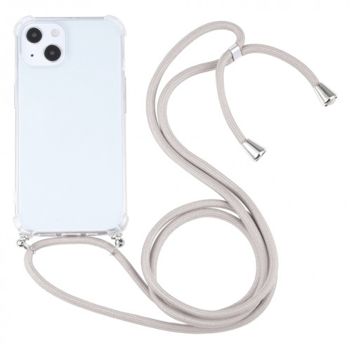 Étui de protection TPU transparent transparent à quatre angles avec lanière pour iPhone 13 (abricot) SH501E1127-37