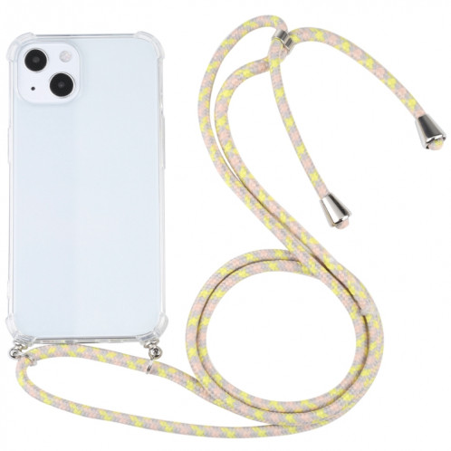 Cas de protection TPU TPU transparent à quatre angles avec lanière pour iPhone 13 (jaune or) SH501R1469-37