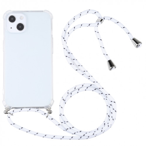 TPU TPU TPU transparent à quatre angles avec lanière pour iPhone 13 (blanc épais noir) SH501T195-37