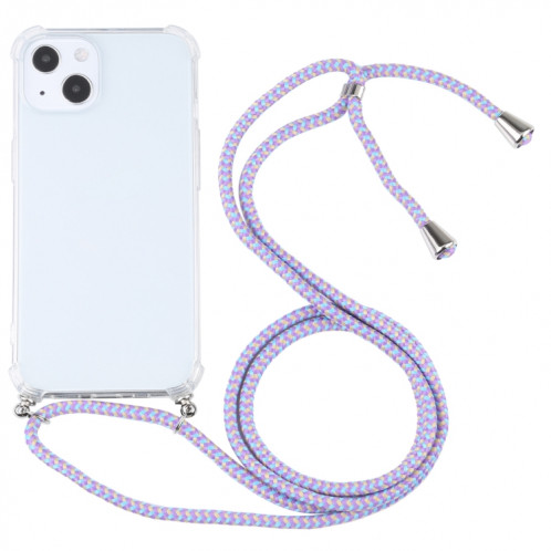 Cas de protection TPU transparent transparent à quatre angles avec lanière pour iPhone 13 (bleu violet) SH501U1510-37