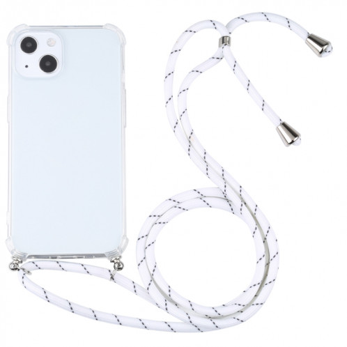 TPU TPU TPU transparent à quatre angles avec lanière pour iPhone 13 (blanc mince noir) SH501W1017-37