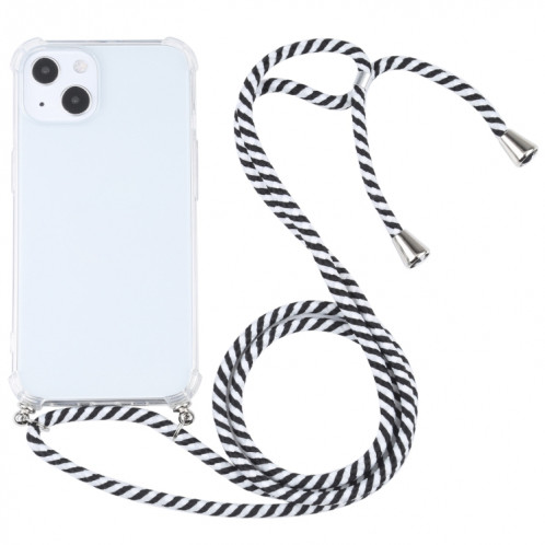 Cas de protection TPU TPU transparent à quatre angles avec lanière pour iPhone 13 (Blanc Blanc) SH501X1615-37