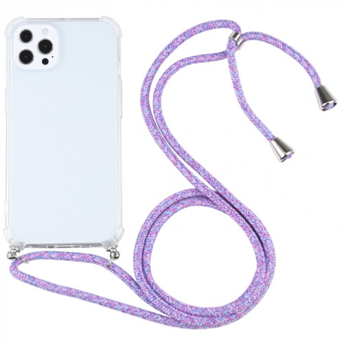 Étui de protection TPU transparent transparent à quatre angles avec lanière pour iPhone 13 Pro (Violet coloré) SH503V1473-37
