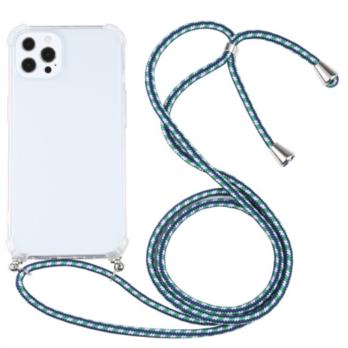 Étui de protection TPU transparent transparent à quatre angles avec lanière pour iPhone 13 Pro (blanc vert) SH503Z28-37