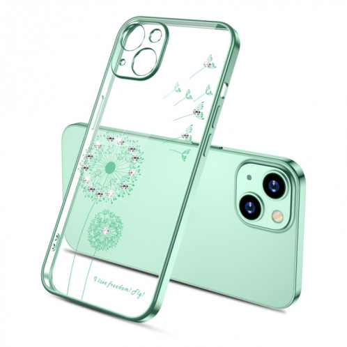 Cas de protection antichoc de diamant de galvanoplastation TPU pour iPhone 13 (Vert) SH702D1804-37