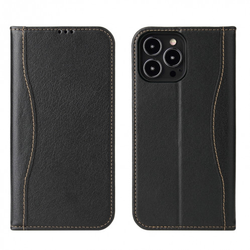 Véritable étui en cuir horizontal horizontal avec porte-carte et portefeuille pour iPhone 13 Pro (Noir) SH603A82-37