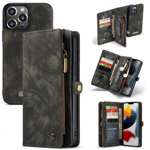 Caseme-008 Étui de cuir horizontal multifonctionnel détachable avec machine à sous et portefeuille et cadre photo à glissière pour iPhone 13 Pro (Noir) SC702A1841-37