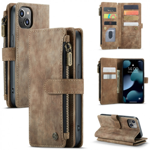 Caseme-C30 PU + TPU Multifonctionnel Horizonal Flip Cuir Coating avec support et carte de portefeuille et portefeuille pour iPhone 13 (Brown) SC103B1749-37