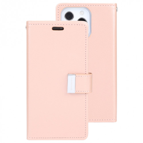 Diary Rich Diary Crazy Horse Crazy Horse Texture Horizontale Horizontal Toas Coating avec porte-cartes et portefeuille pour iPhone 13 Pro (or rose) SG003C845-37