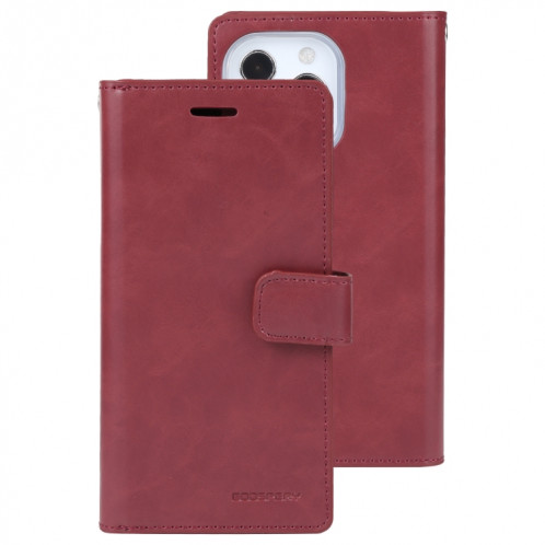 GOOSPERY MANSOOR Crazy Horse Texture Horizontal Flip Cuir Case avec support & Card Slots & Portefeuille pour iPhone 13 Pro (Rouge de vin) SG103G688-37