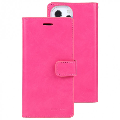 GOOSPERY MANSOOR Crazy Horse Texture Horizontale Flip Cuir Case avec porte-cartes et portefeuille pour iPhone 13 Pro (Rose Rouge) SG103H653-37