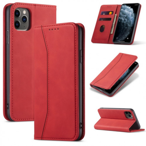 Texture de la peau de la peau Texture en peau de veau à double pli magnétique Horizontal Horizontal Toas Coating avec porte-cartes et portefeuille pour iPhone 13 Pro (rouge) SH903B4-37