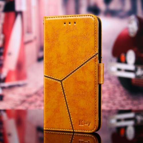 Couture géométrique Horizontal Flip TPU + Coque en cuir PU avec porte-carte et portefeuille pour iPhone 13 PRO (Jaune) SH103F260-37