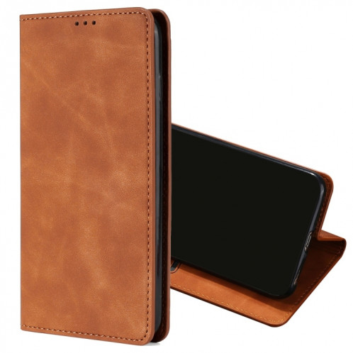 Étui magnétique horizontal horizontal en cuir avec support et fentes pour carte pour iPhone 13 Pro (brun clair) SH903D1663-37