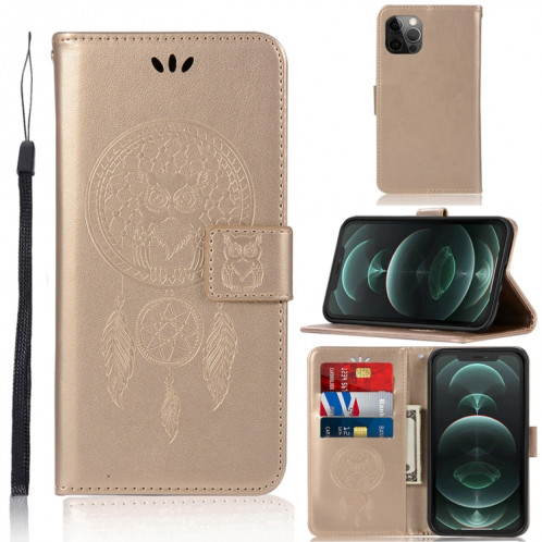 Étui de gaufrage à carillon à carillon Vent Horizontal Flip Cuir Case avec porte-cartes et portefeuille pour iPhone 13 Pro (or) SH102B899-37