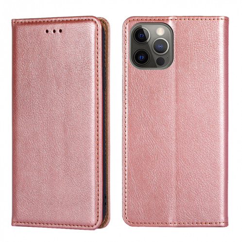PU + TPU Huile Gloss Couleur Solide Horizontal Horizontal Horizontal Boîtier avec porte-cartes et portefeuille pour iPhone 13 Pro (Rose Gold) SH502B532-37