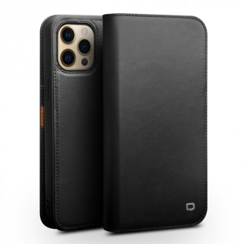 Coque en cuir horizontal horizontal de Qialino avec support et portefeuille pour iPhone 13 Pro Max (Noir) SQ404A1572-35