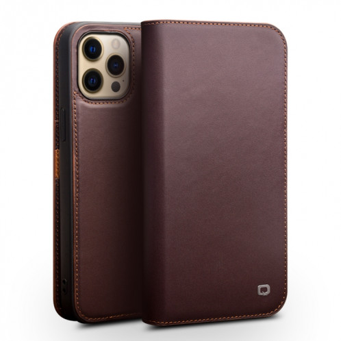 Coque en cuir Horizontal horizontal de Qialino avec support et portefeuille pour iPhone 13 Pro Max (Brown) SQ404B615-35