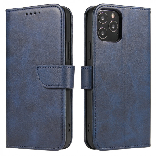 Cas de texture de veau Boucle Horizontal Flip Cuir Coffret avec support et portefeuille et portefeuille pour iPhone 13 Pro (Bleu) SH903C8-38
