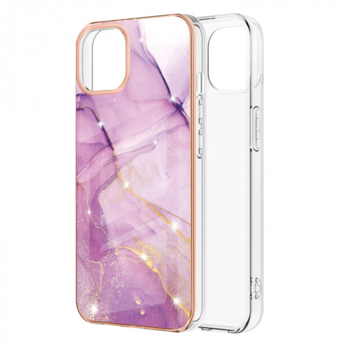 Motif de marbre électroplatant Dual-côté IMD TPU TPU Case antichoc pour iPhone 13 Pro Max (violet 001) SH004A800-35