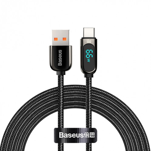 BASEUS CASX020101 66W USB TO USB-C / TYPE-C Données numériques Câble de chargement rapide, Longueur du câble: 2M (Noir) SB502A283-37