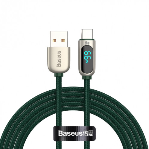 BASEUS CASX020106 66W USB à USB-C / Type-C Données numériques Câble de charge rapide, Durée du câble: 2m (vert foncé) SB502B1373-37