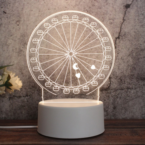 Veilleuse décorative LED tricolore 3D créative à base blanche, bouton Version USB, forme: grande roue (blanc-chaud-blanc chaud) SH619A146-34