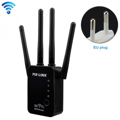 Répéteur de routeur WiFi intelligent sans fil avec 4 antennes WiFi, spécification de prise: (noire) SH301A806-38