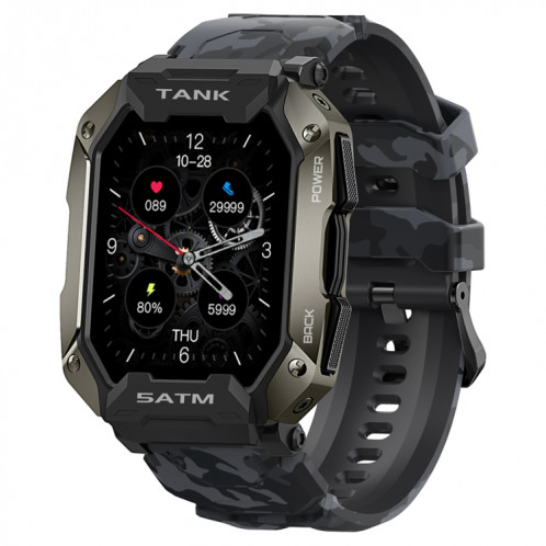 Tank M1 1.72 TFT Screen Watch Smart Watch, Support Surveillance du sommeil / Surveillance de la fréquence cardiaque (Camouflage Noir) SH901C137-37