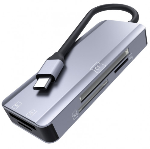 NK-3044 5 en 1 USB-C / TYPE-C à MS / M2 / CF / TF / SD Adaptateur de machines à sous (gris espace) SH801A60-36