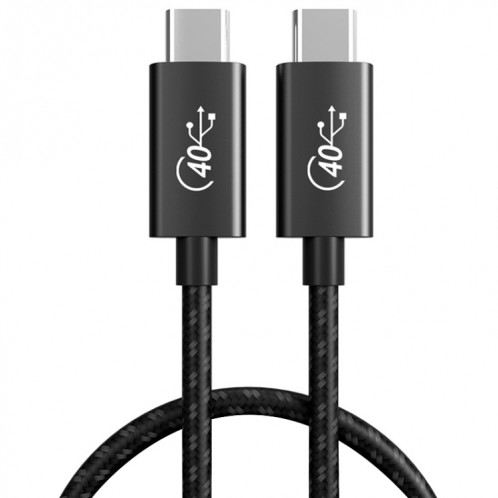 PD 100W USB-C / TYPE-C à USB-C / Type-C Thunderbolt 4 Câble de données complet, Longueur du câble: 1M (maille noir et gris) SH502A824-37