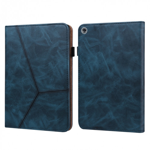 Pour Huawei MediaPad M5 Lite 10.1 Étui en cuir rayé en relief de couleur solide (bleu) SH803B1582-37