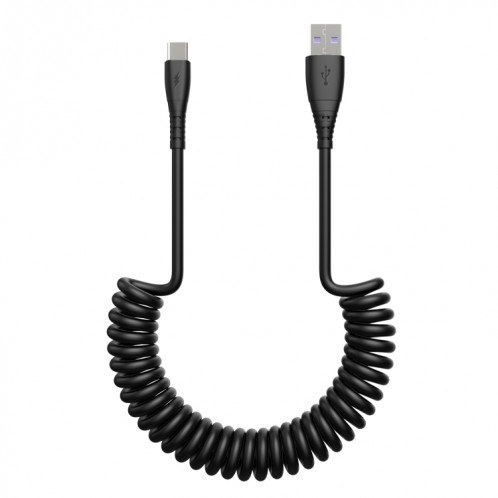 Câble de données de charge de printemps 3A Type-C / USB-C (noir) SH201A707-37