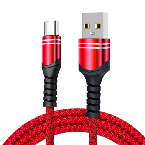 USB-C / TYPE-C Câble de charge USB de style tissé 6A, longueur du câble: 1m (rouge) SH201C358-37