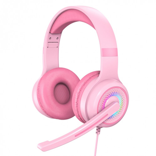 Y20 LED Casque de jeu filaire PC stéréo basse avec microphone (rose) SH501C575-37