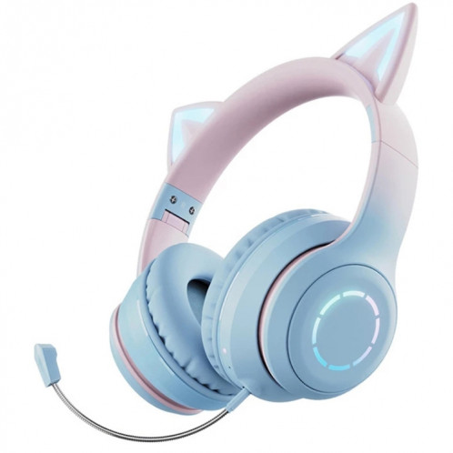 BT029C RGB Dual Modes Cat Ear Casque Bluetooth sans fil (Bleu) SH001A1890-36