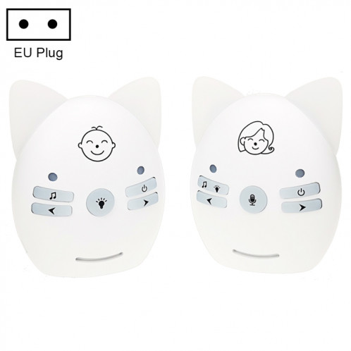 Moniteur audio sans fil pour bébé prenant en charge la surveillance vocale + interphone + veilleuse sans batterie, type de prise : prise UE (blanche) SH603A1702-38