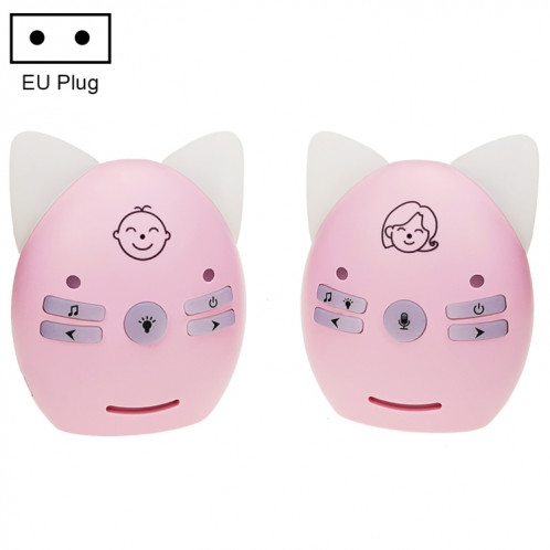 Moniteur audio sans fil pour bébé prenant en charge la surveillance vocale + interphone + veilleuse sans batterie, type de prise : (rose). SH603B231-38