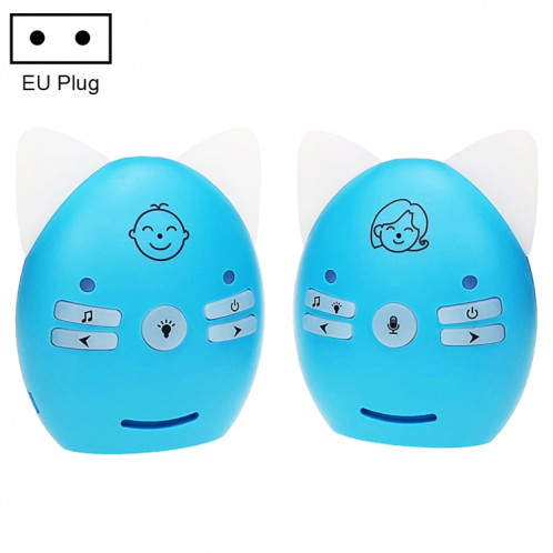 Moniteur audio sans fil pour bébé prenant en charge la surveillance vocale + interphone + veilleuse sans batterie, type de prise : prise UE (bleue). SH603C1582-38