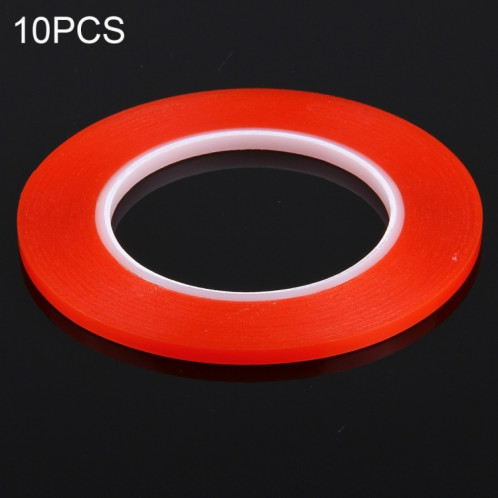 Lot de 10 rubans adhésifs double face de 2 mm de largeur, longueur : 25 m (rouge). SH402A35-36