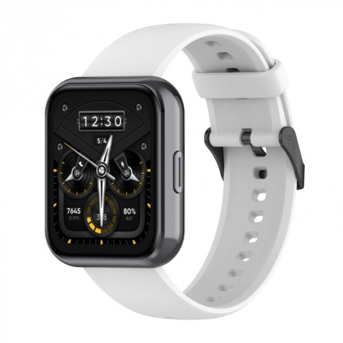 Pour Realme Watch 3 Bracelet de montre en silicone souple de couleur unie (blanc) SH601B1273-36