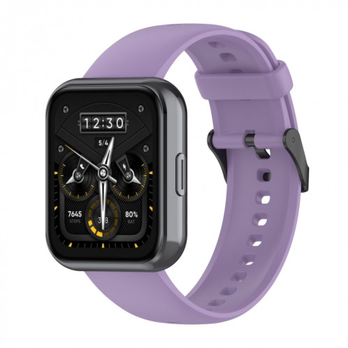 Pour Realme Watch 3 Bracelet de montre en silicone souple de couleur unie (violet clair) SH601H1686-37