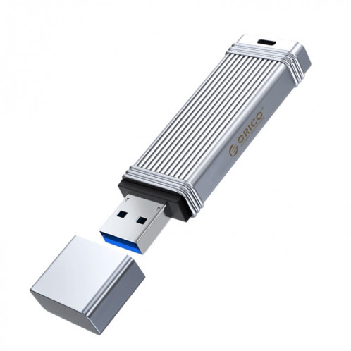 Clé USB ORICO, lecture : 100 Mo/s, écriture : 50 Mo/s, mémoire : 64 Go, port : USB-A (argent). SO303A922-311