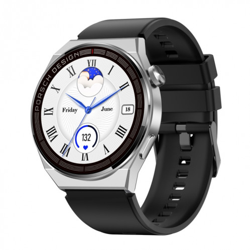 MD3MAX Porsche Ver 1,39 pouces écran rond bracelet en TPU montre intelligente prend en charge la surveillance de la fréquence cardiaque/surveillance de l'oxygène sanguin (argent) SH301B1667-311