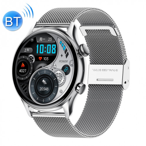 Ochstin 5HK8 Pro 1,36 pouces Écran rond Surveillance de la pression artérielle en oxygène sanguin Bluetooth Montre intelligente, Bracelet: Acier (Argent) SO603B72-311