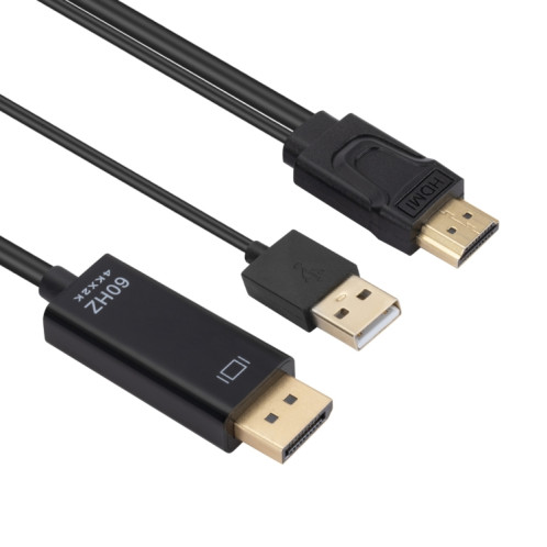 Câble adaptateur HDMI vers USB + DisplayPort avec alimentation, longueur : 1,8 m (noir) SH101A776-36