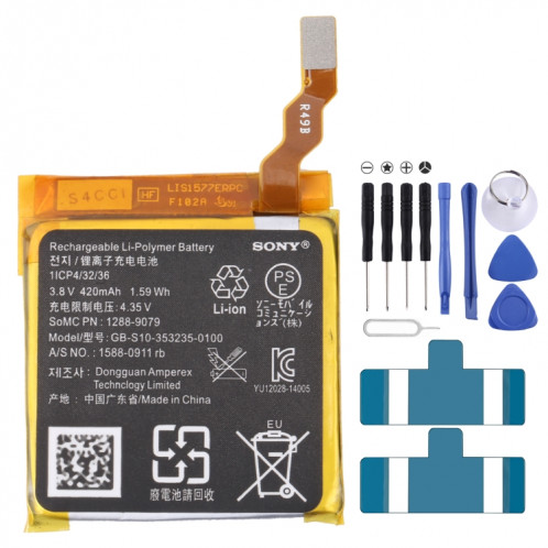 Pour SONY Smart Watch 3 420mAh GB-S10-353235-0100 Remplacement de la batterie SH4949923-34