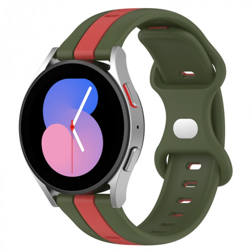 Pour Coros Apex 46mm/Apex Pro/Ticwatch Pro 3 22mm boucle papillon bracelet de montre en Silicone bicolore (rouge + vert armée) SH201I1885-37